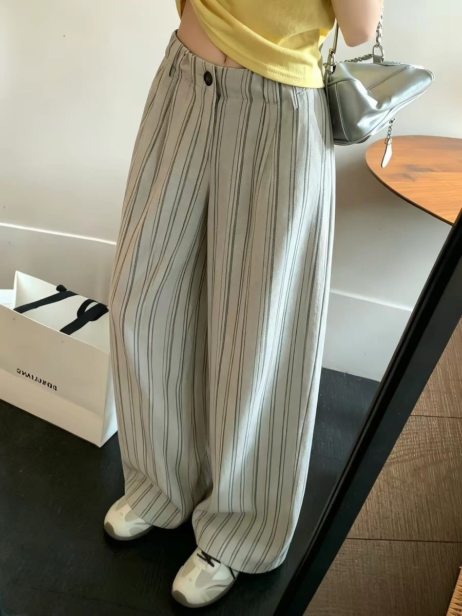 Relaxed Stripe Pants - Grey
