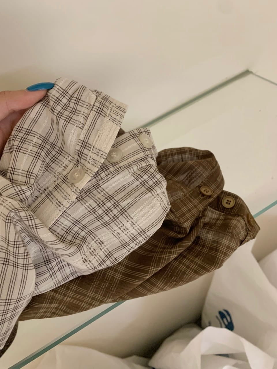 Plaid Gathered Blouse