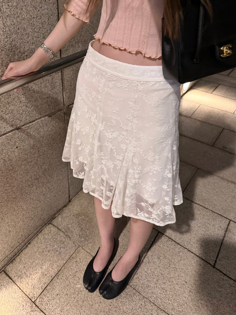 Floral Lace Chiffon Skirt
