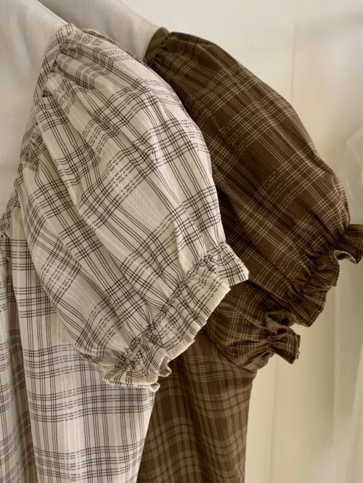 Plaid Gathered Blouse