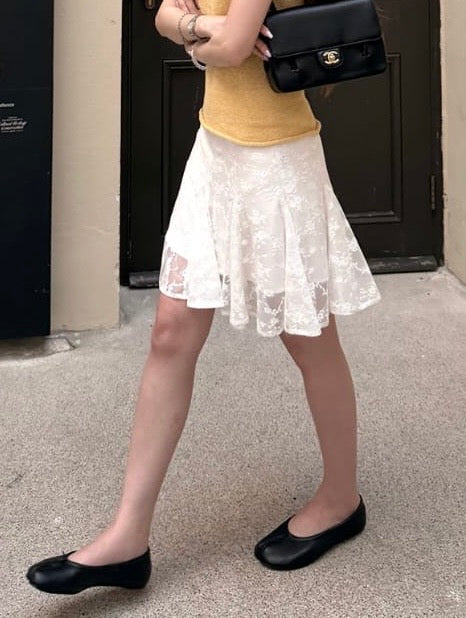 Floral Lace Chiffon Skirt
