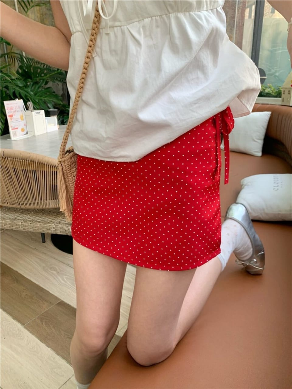 Bow Tie Polka A-Line Skirt
