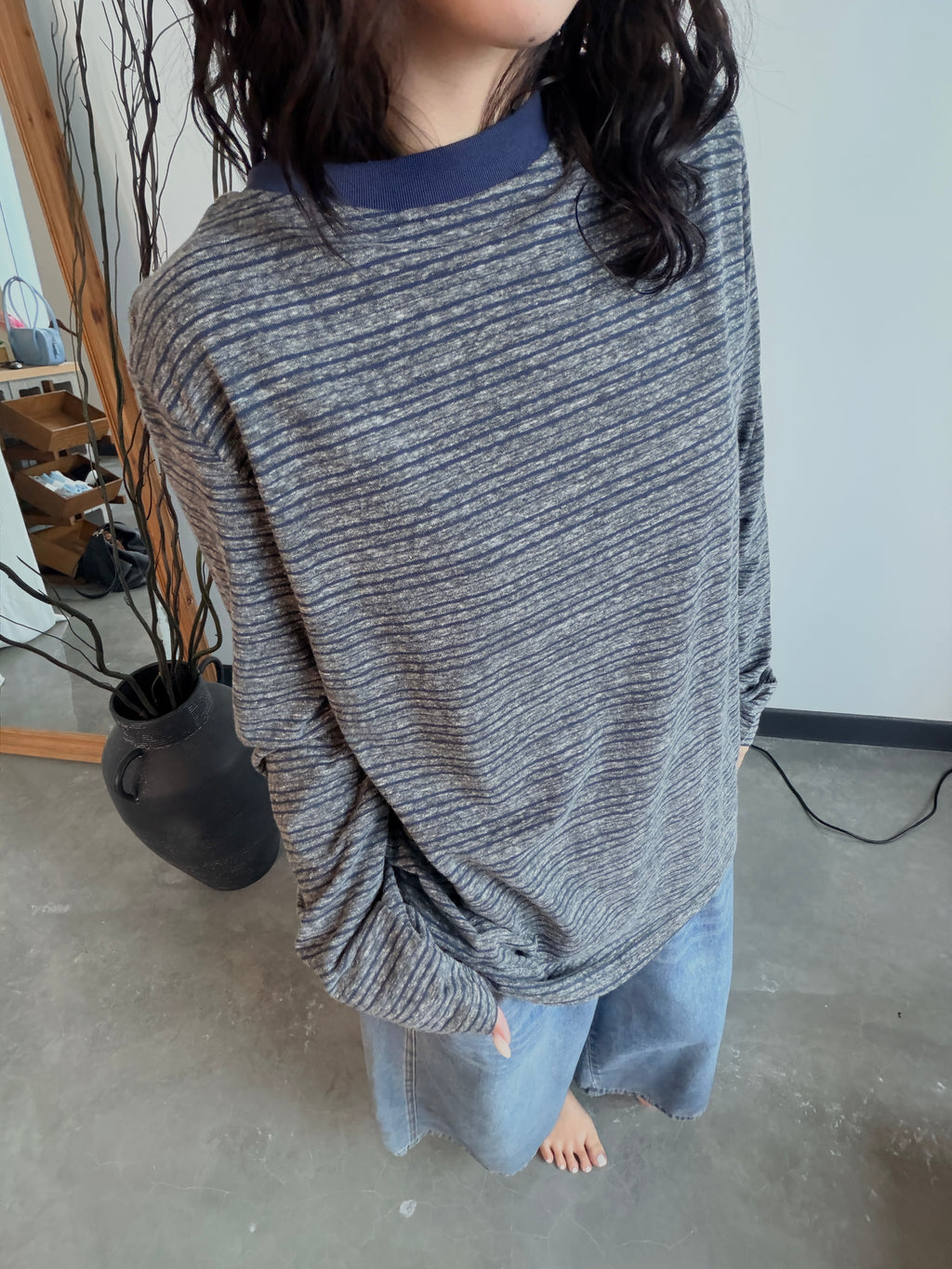 Multi-Melange Long Sleeve Tee